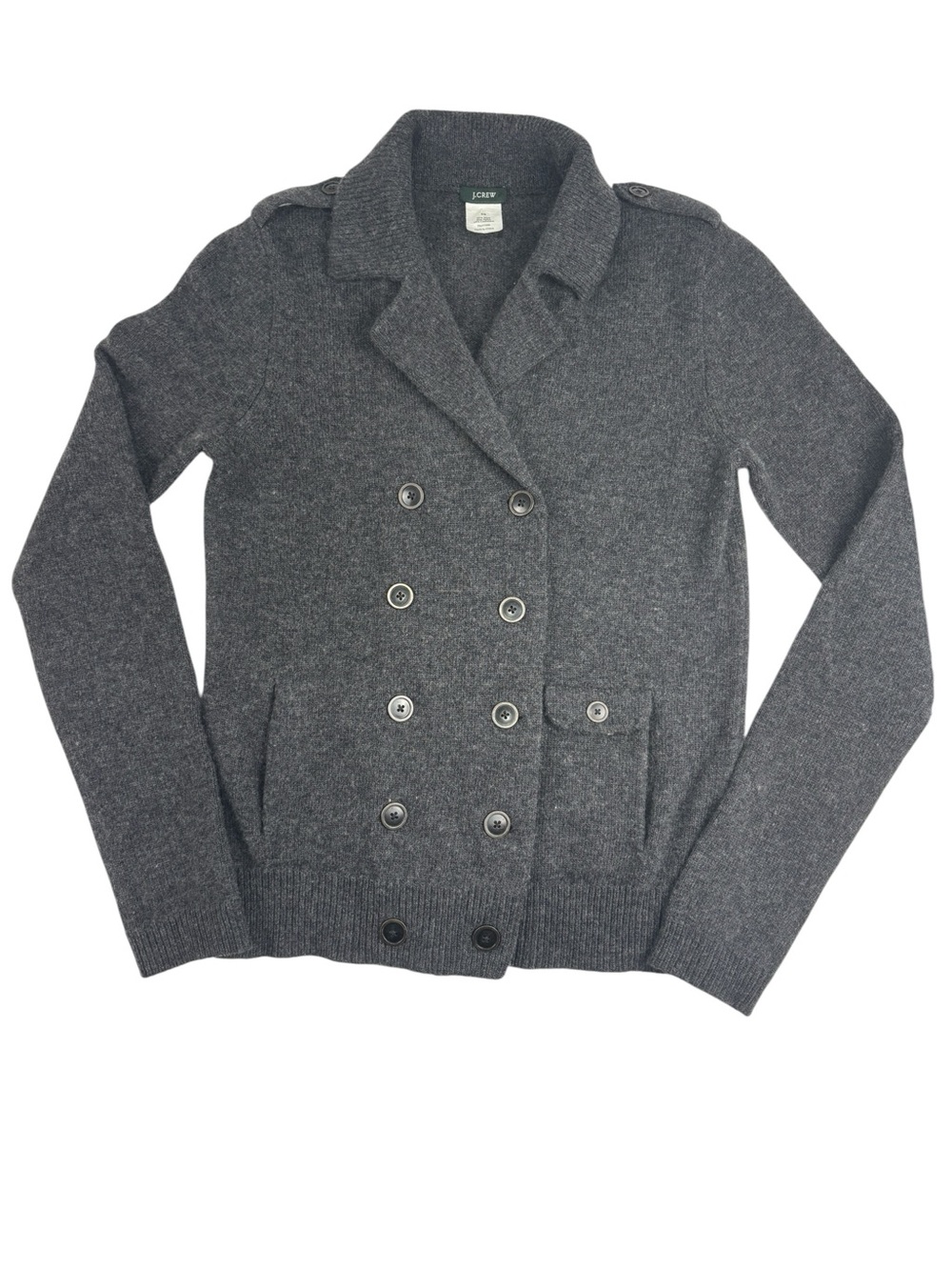 J. Crew Womens Double-Breasted Knit Wool Cashmere Blend Cardigan Gray Size XS